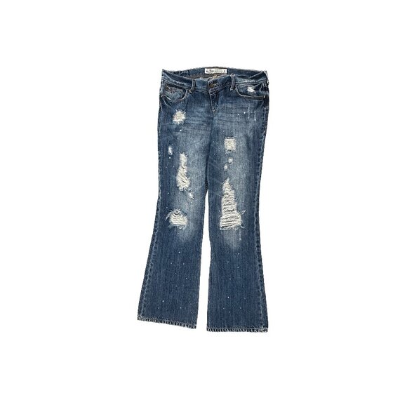 Hollister Bootcut Distressed Women's size 9 Dark Wash Blue Denim Jeans - Picture 1 of 4